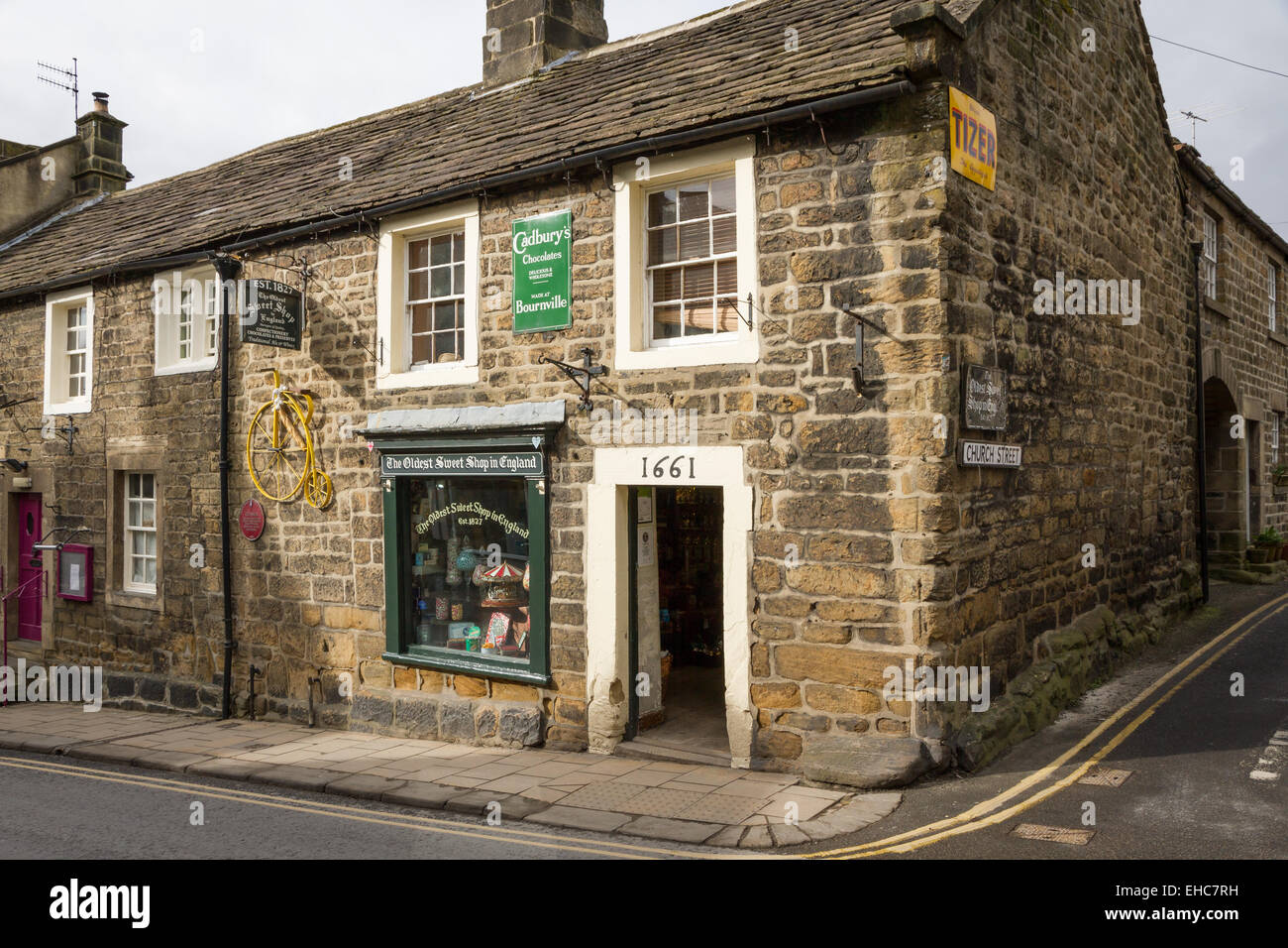 The Oldest Sweet Shop in the World in Pately Bridge, nr Harrogate, North Yorkshire, England. Trading since 1827 Stock Photo