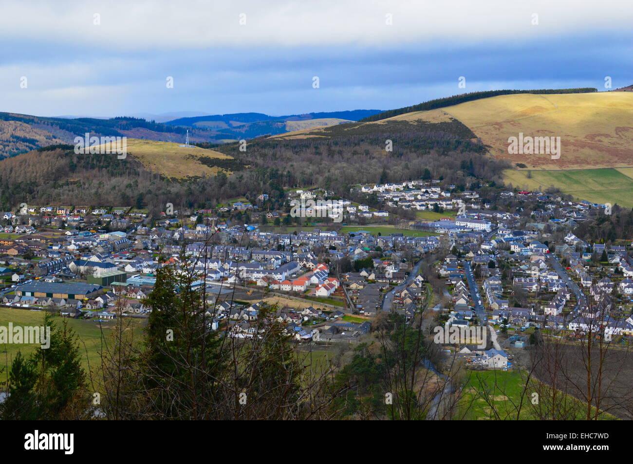 The town of Innerleithen, in the Tweed Valley, Scottish Borders Stock