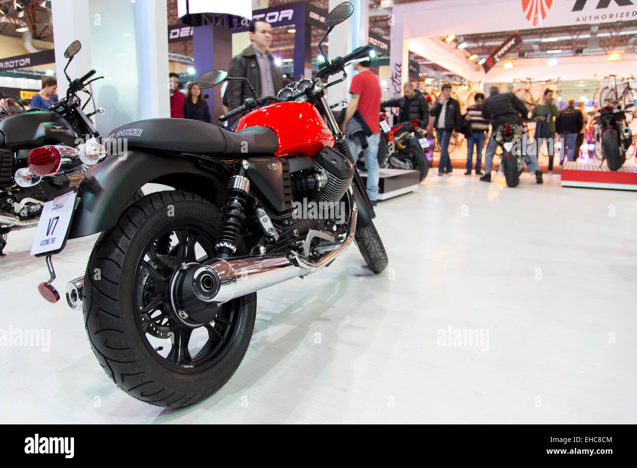 Istanbul, Turkey - February 27, 2015: Motorcycles on display at Eurasia motorbike expo 2015, CNR Expo Stock Photo