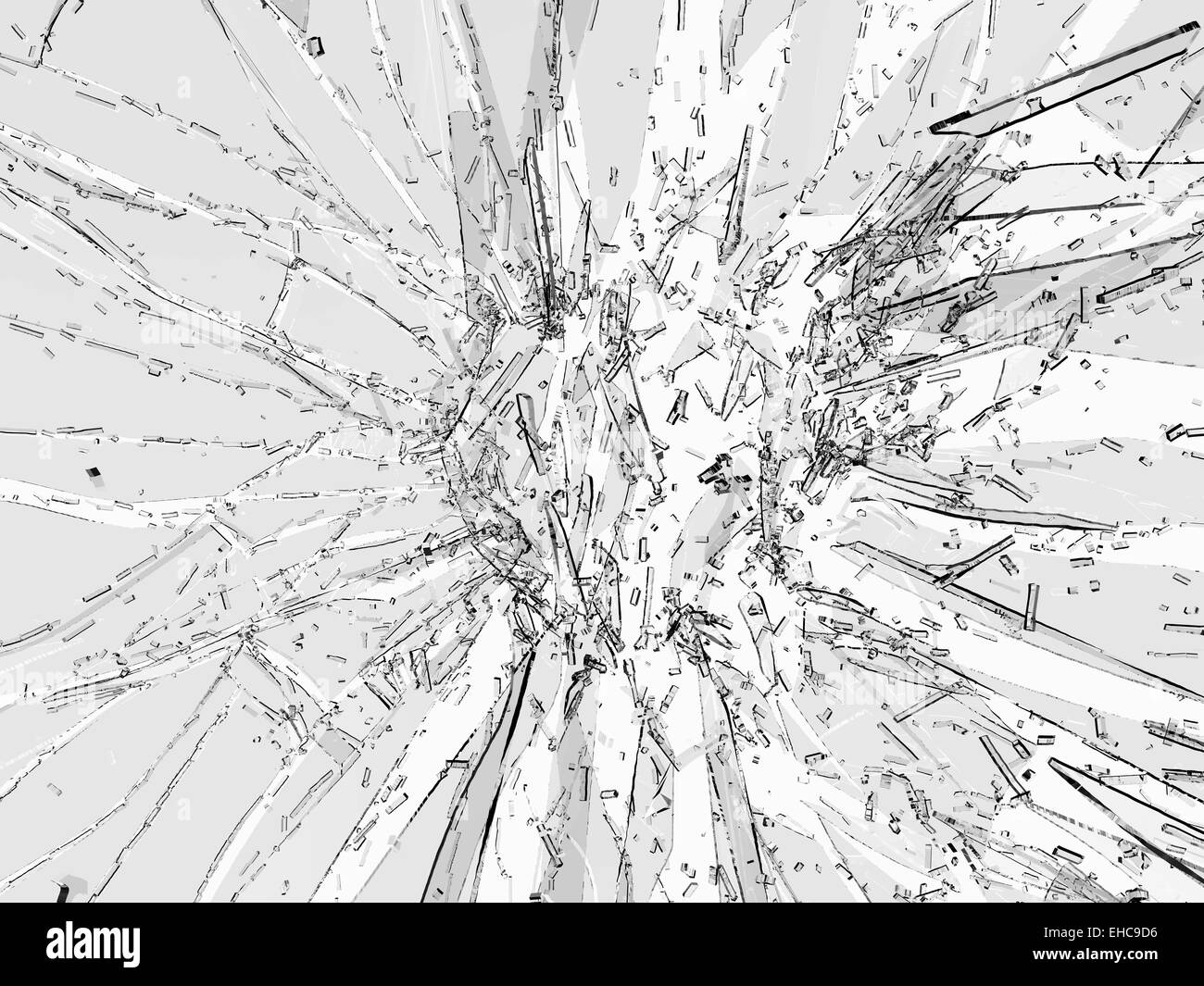 Pieces of broken or Shattered transparent glass on grey Stock Photo - Alamy