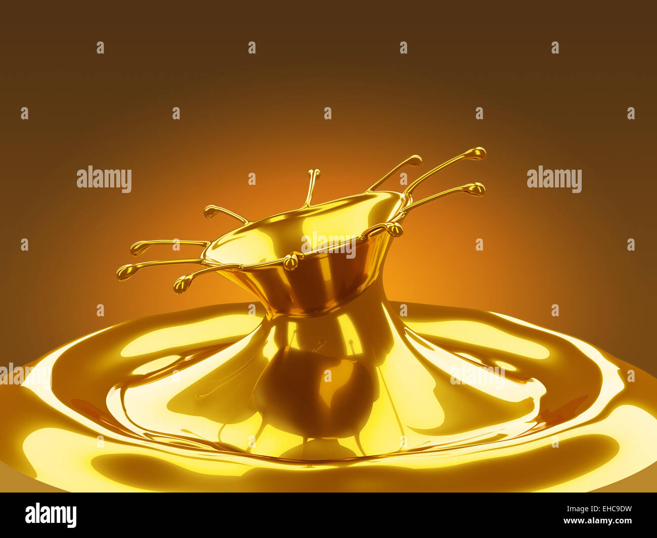 Splash of melted gold metal with waves. Large resolution Stock Photo