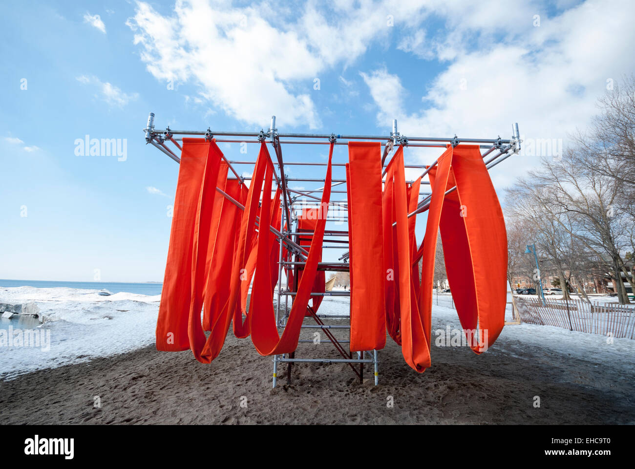 One of five functional temporary art installations built around the seasonal lifeguard stations on Kew Beach in Toronto Canada Stock Photo