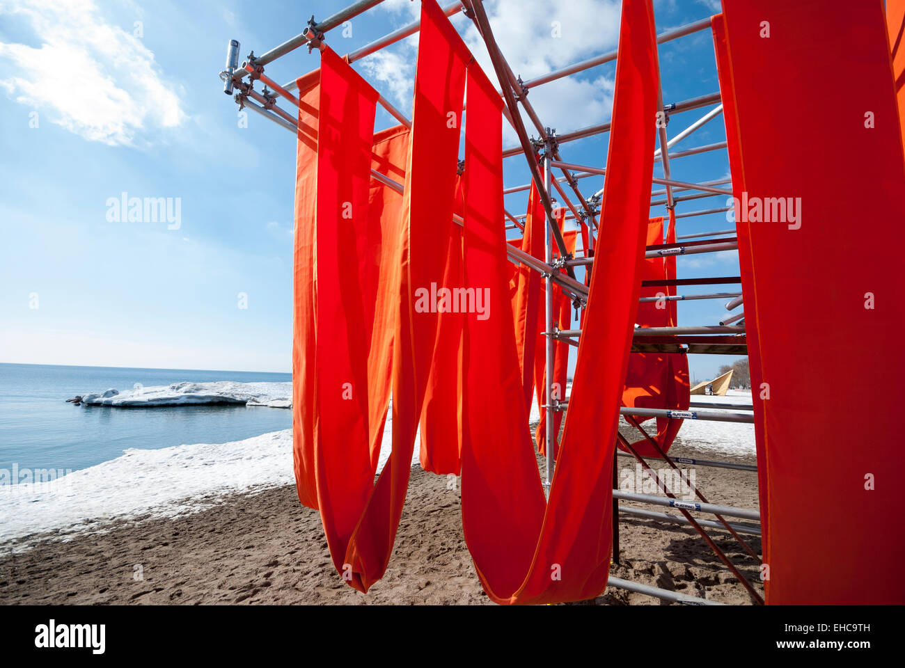 One of five functional temporary art installations built around the seasonal lifeguard stations on Kew Beach in Toronto Canada Stock Photo