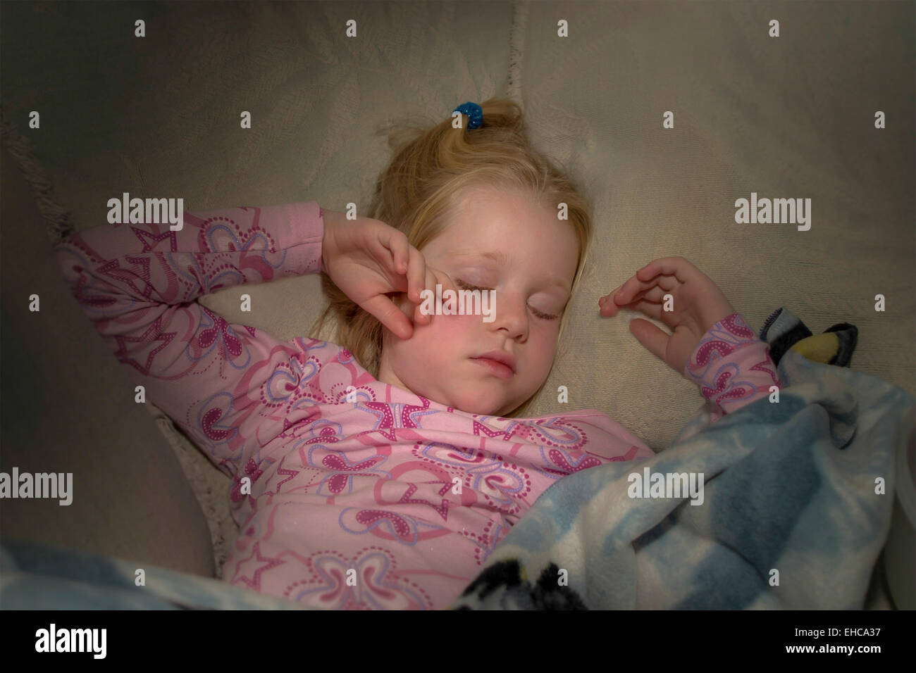 4 -5 year years old girl sleeping girl.  top view above MR  © Myrleen Pearson Stock Photo