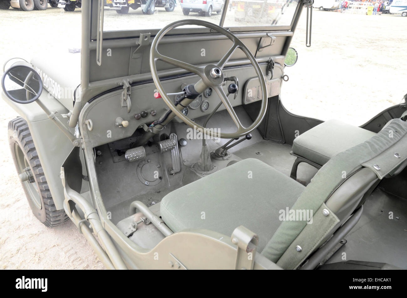 Interior of a restored WWII Army Jeep Stock Photo