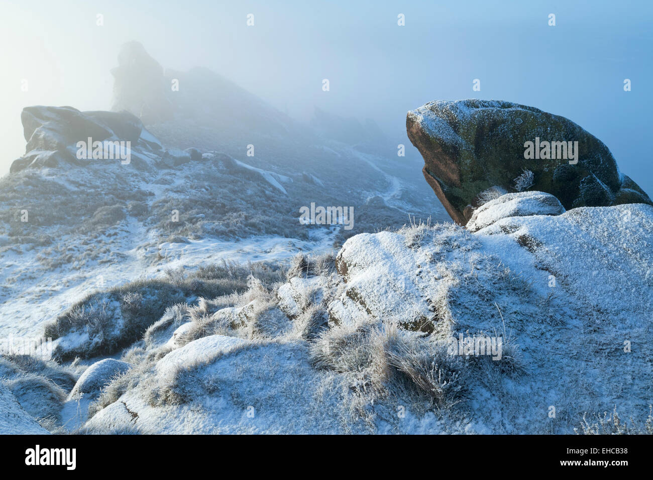 Winters Morning at Ramshaw Rocks, Near Leek, Peak District National Park, Staffordshire, England, UK Stock Photo