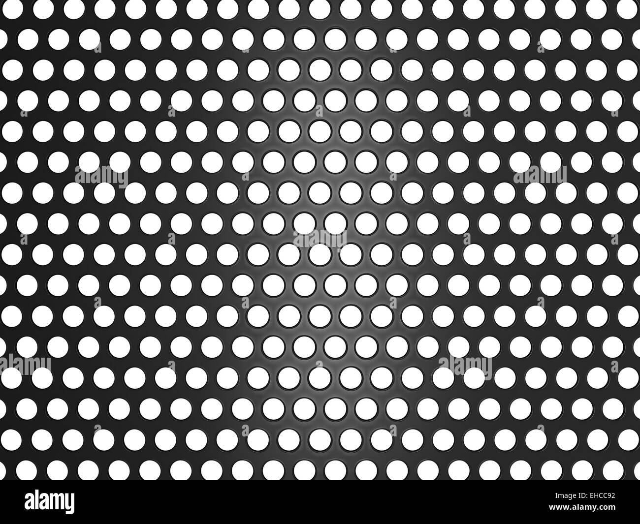 Black metal grill with holes isolated over white. Useful as background