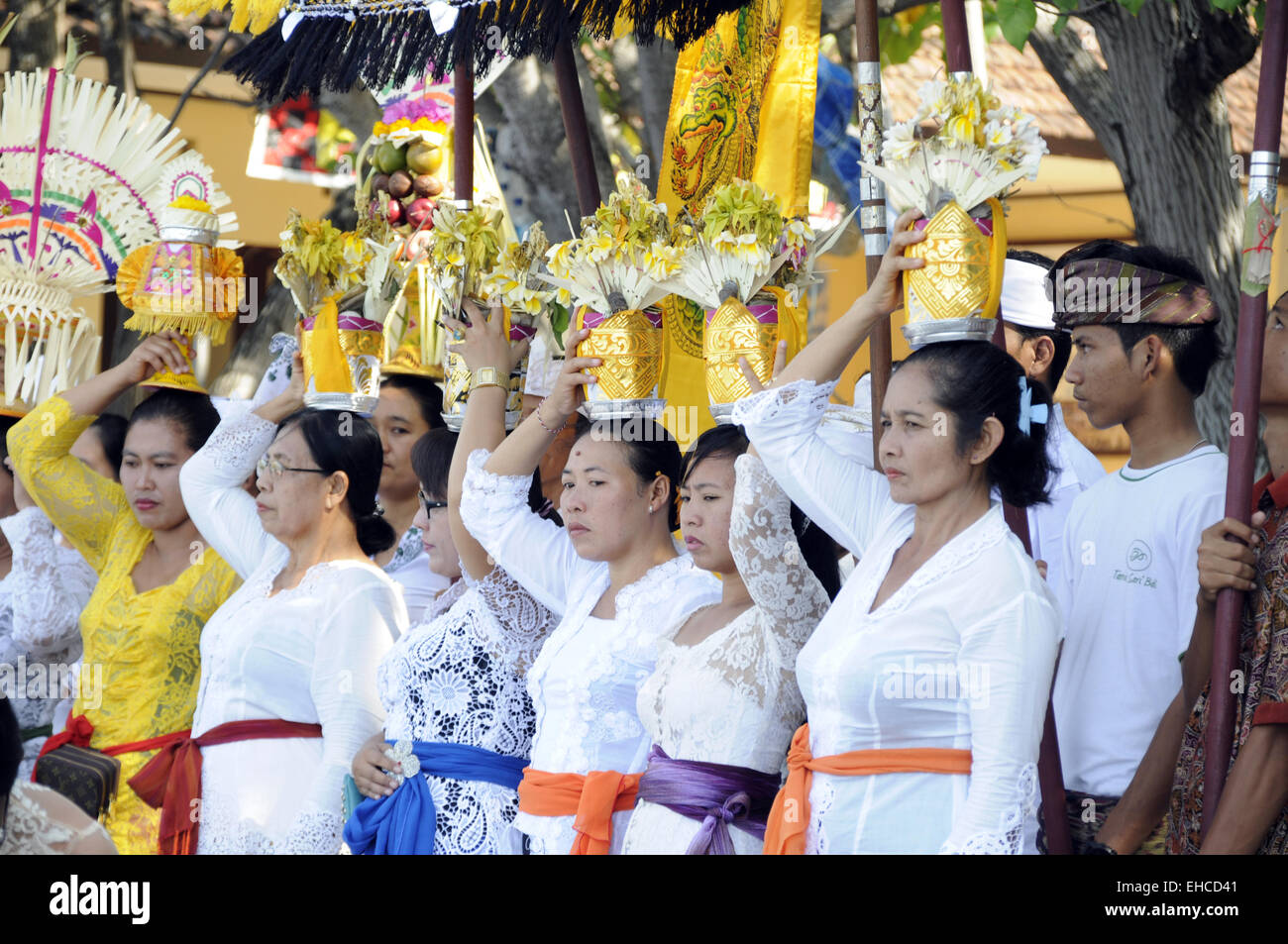 Balinese ceremony for the sea. Stock Photo
