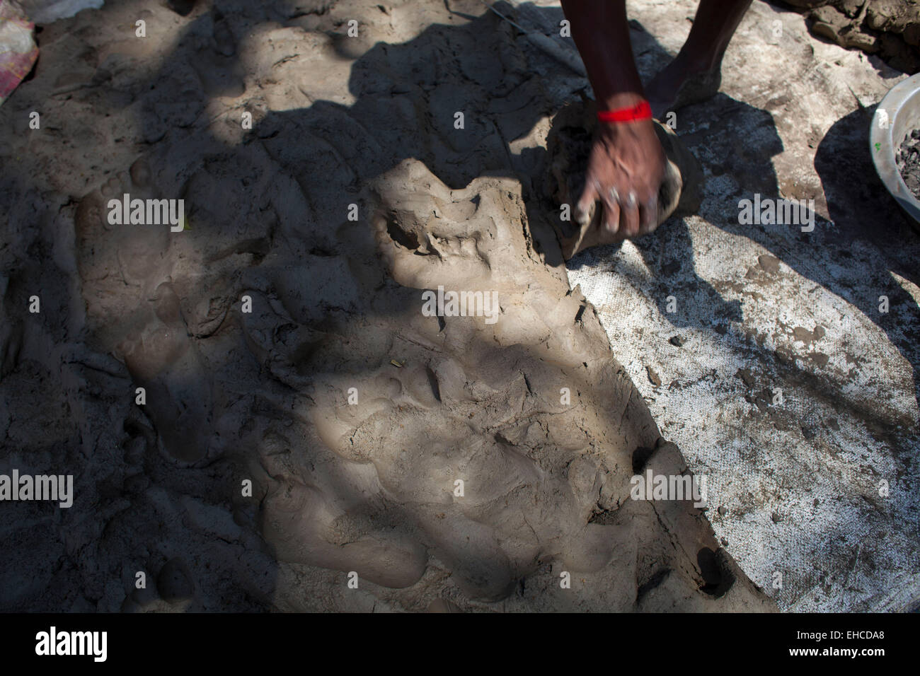 Dhaka Bangladesh 11th March 2015 Potter making pots using clay near