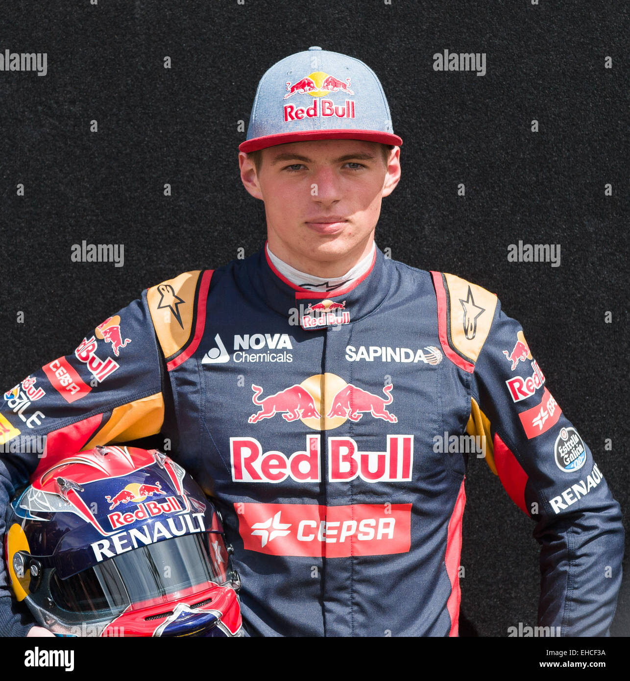 Albert Park, Melbourne, Australia. 12th Mar, 2015. Max Verstappen (NDL) #33 from the Scuderia Toro Rosso team pose at the drivers' photograph session at the 2015 Australian Formula One Grand Prix at Albert Park, Melbourne, Australia. Sydney Low/Cal Sport Media/Alamy Live News Stock Photo