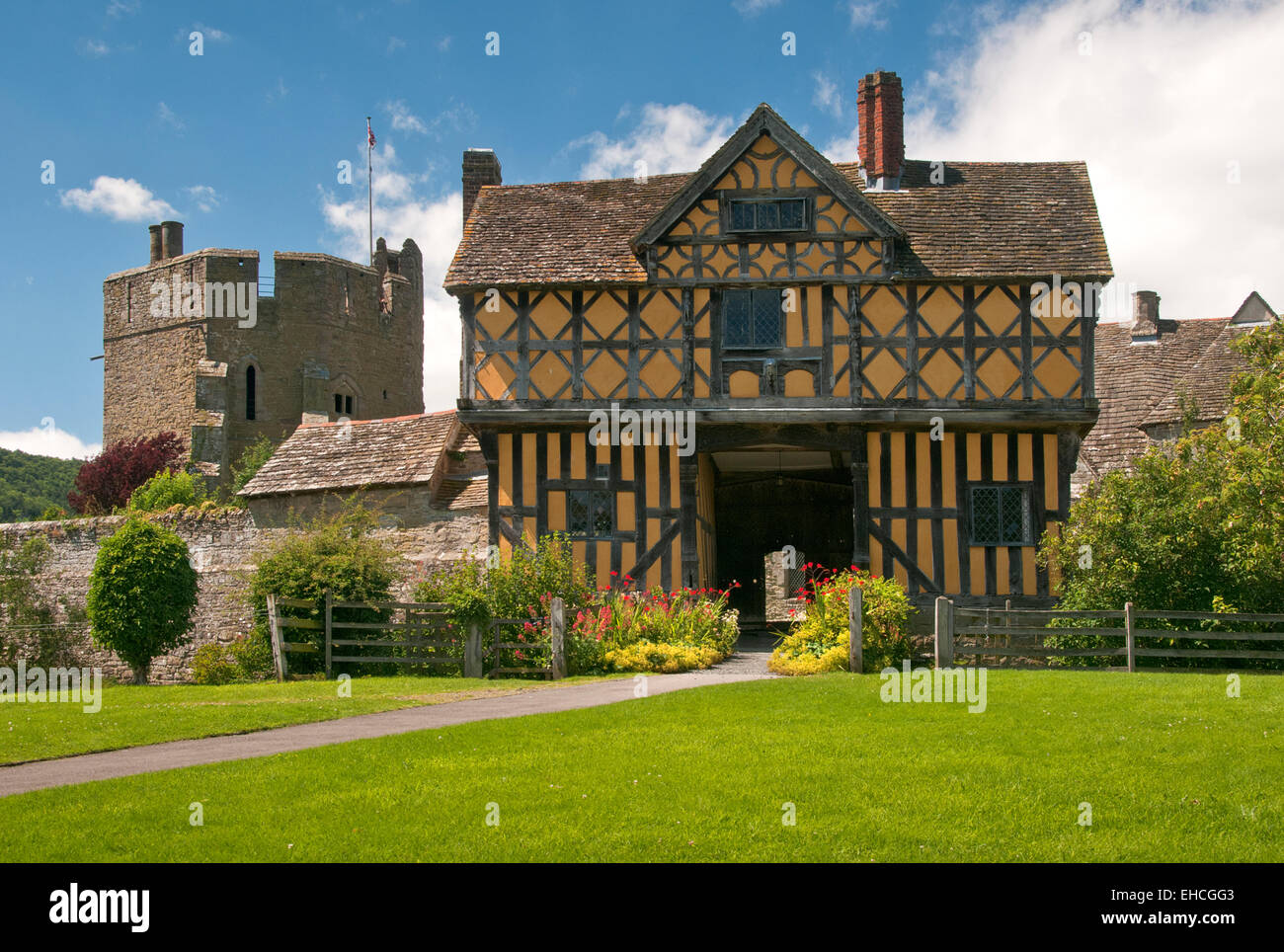 Stokesay Castle 13th Century Fortified Manor House, Craven Arms, Near Ludlow, Shropshire, England, UK Stock Photo