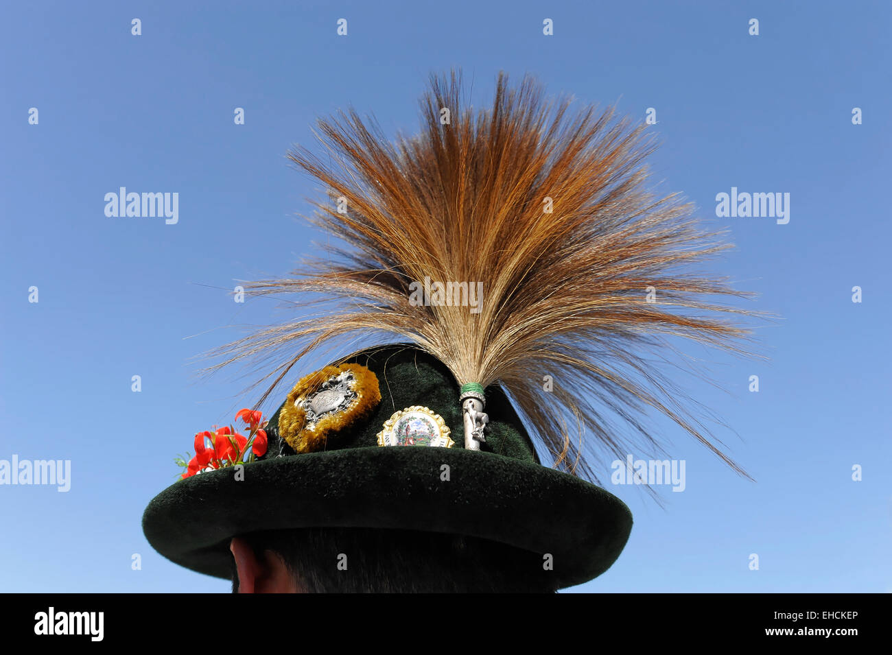 Trachten-hat with Gamsbart, Upper Bavaria, Bavaria, Germany Stock Photo
