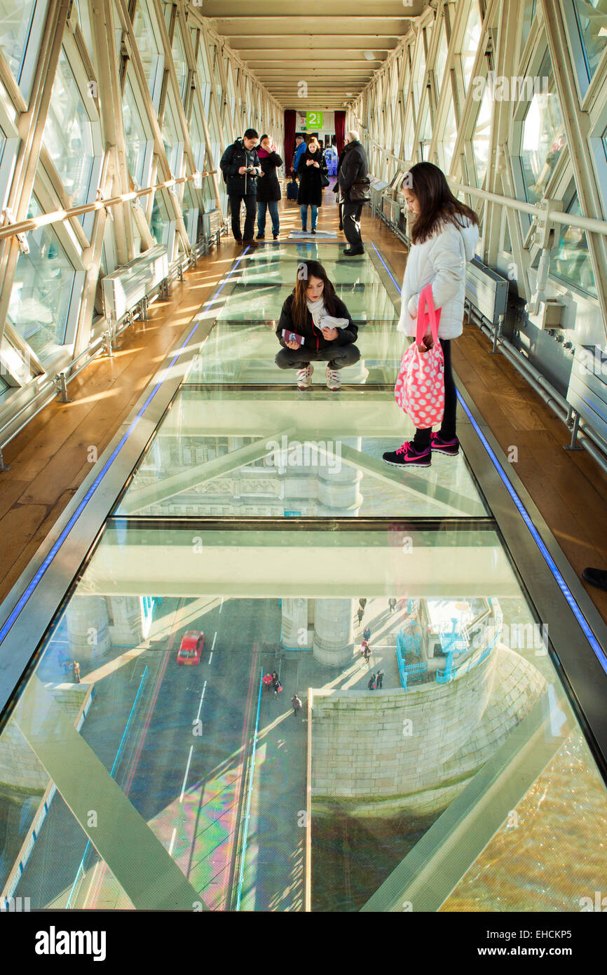 Tower Bridge glass floor walkway London Stock Photo
