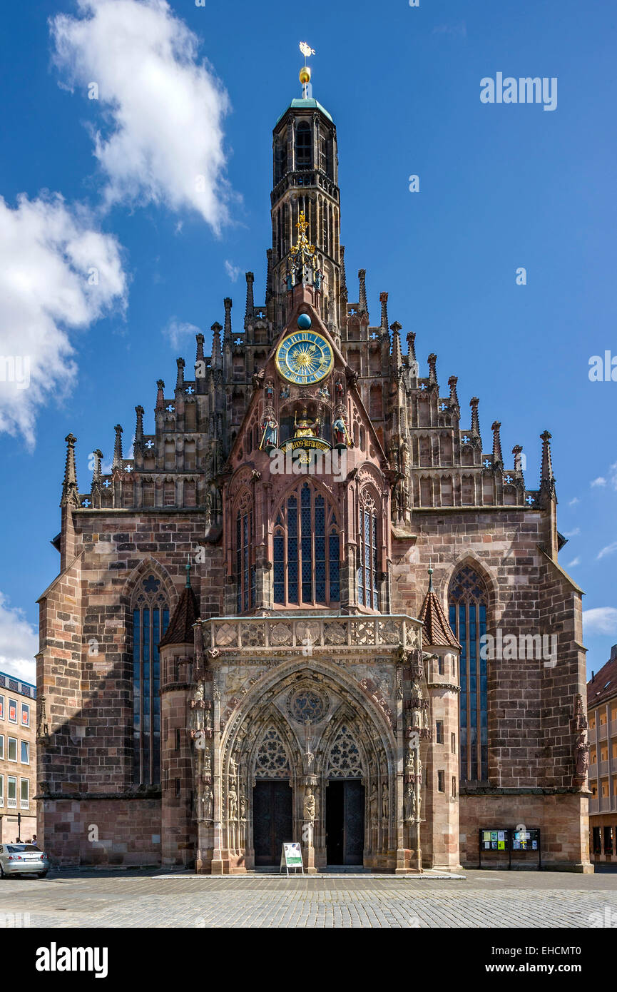 Gothic parish church of Our Lady, Hauptmarkt square, Nuremberg, Middle Franconia, Franconia, Bavaria, Germany Stock Photo