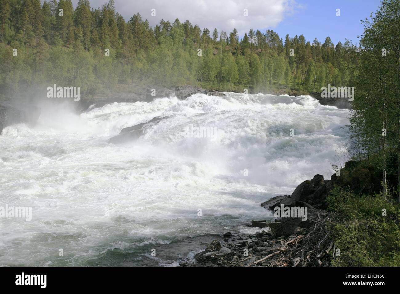 Waterfall in Northern Norway Stock Photo