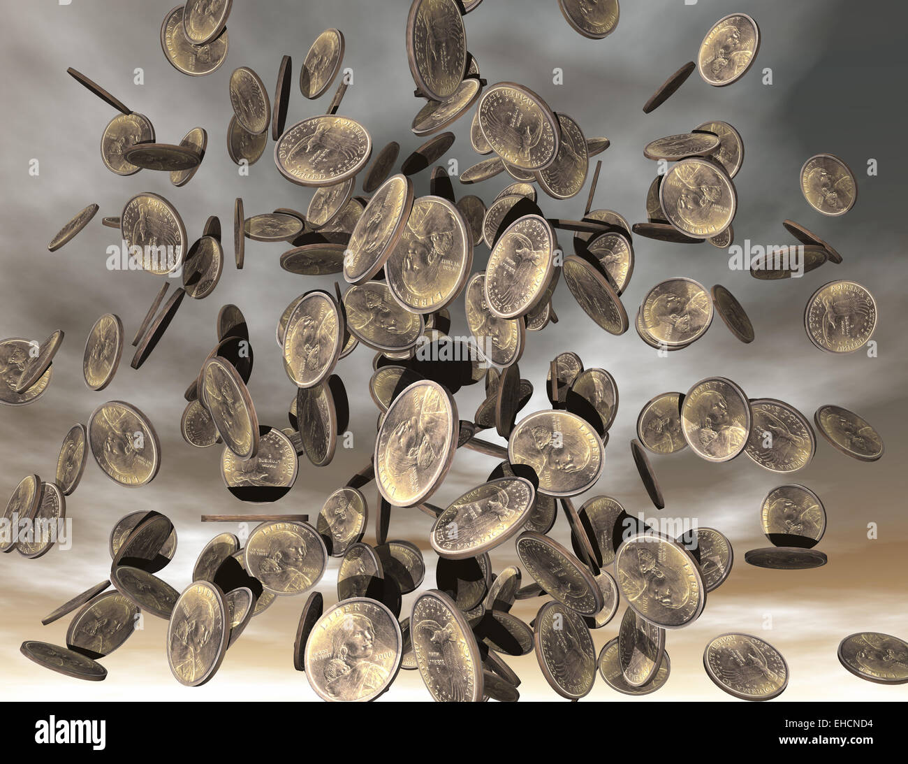 Dollars coins falling hi-res stock photography and images - Alamy