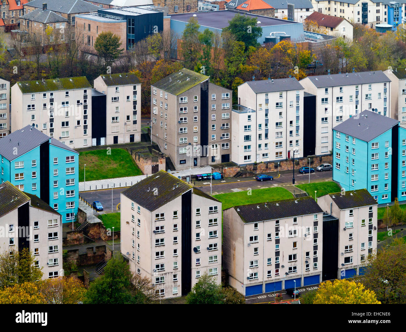 Modern apartment blocks at Holyrood in Edinburgh city centre Scotland