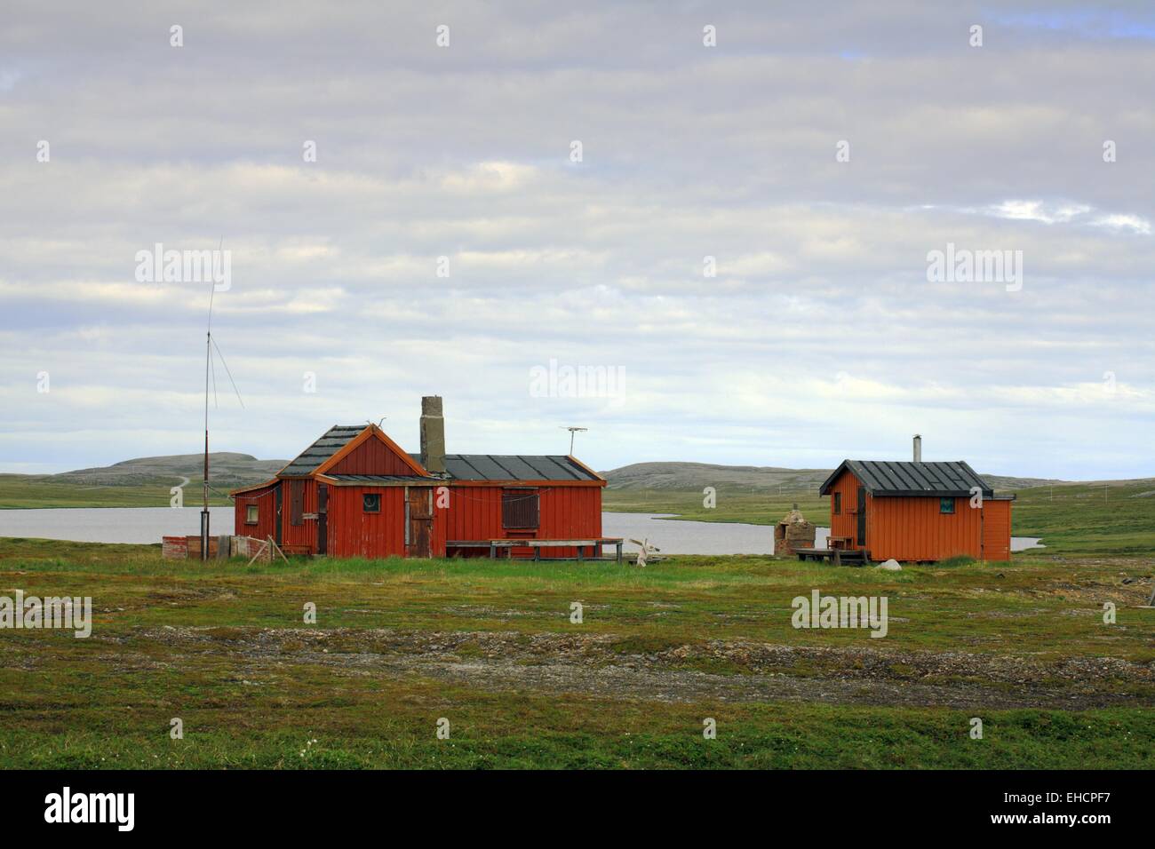 Wooden house in Finnmark, northern Norway Stock Photo