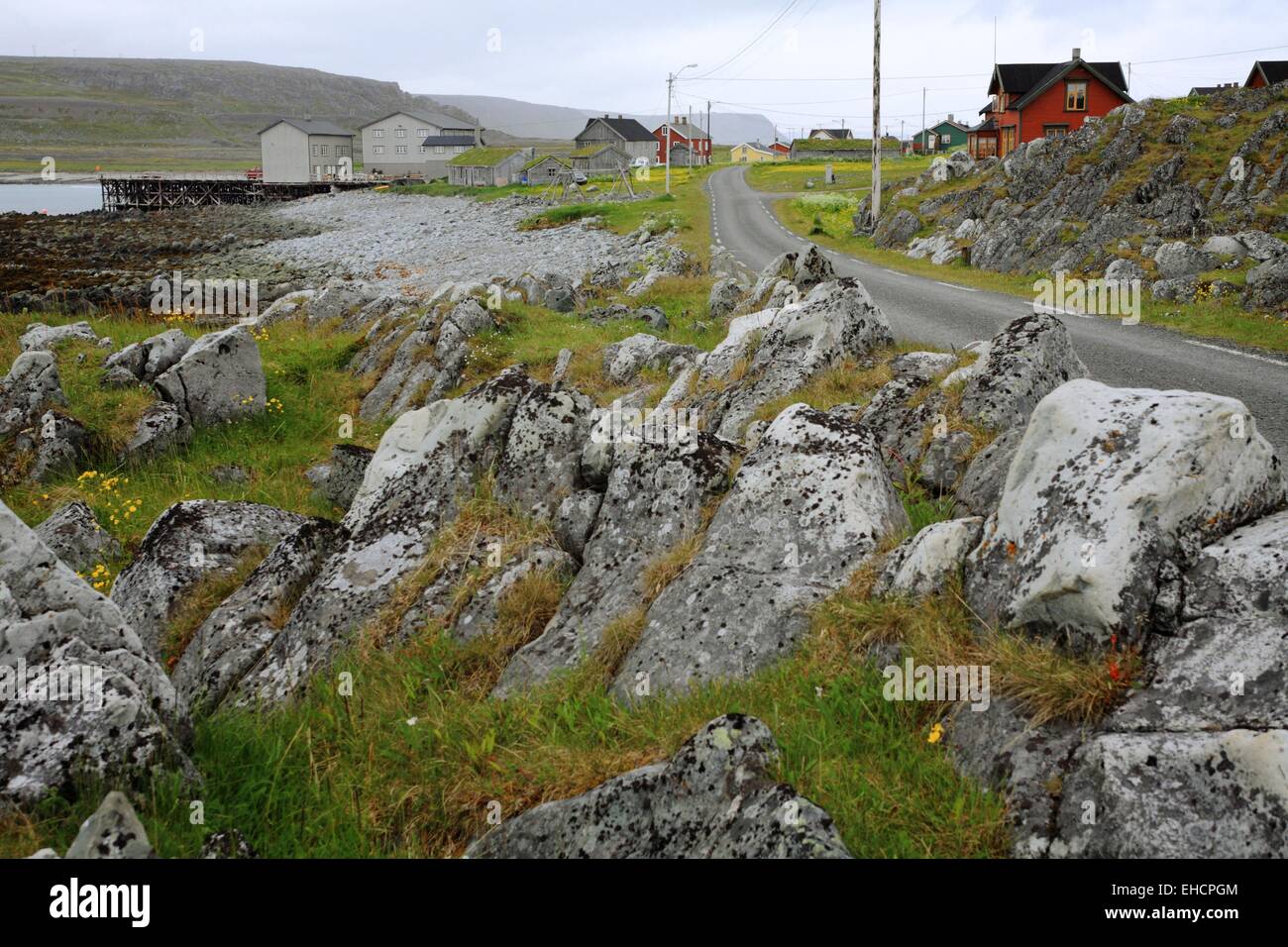 Fishermen's settlement in northern Norway Stock Photo