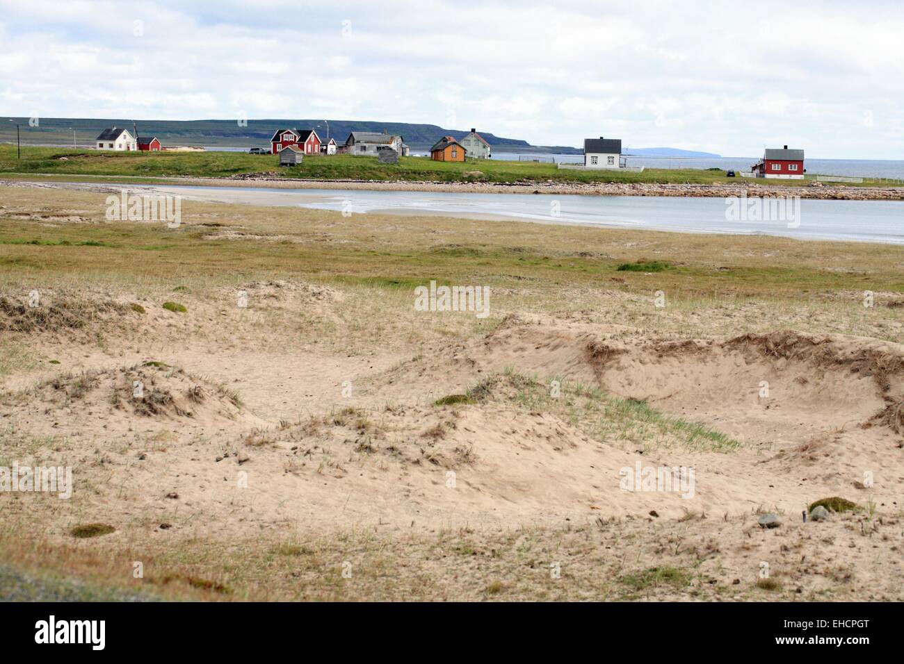 Fishermen's settlement at the arctic ocean Stock Photo