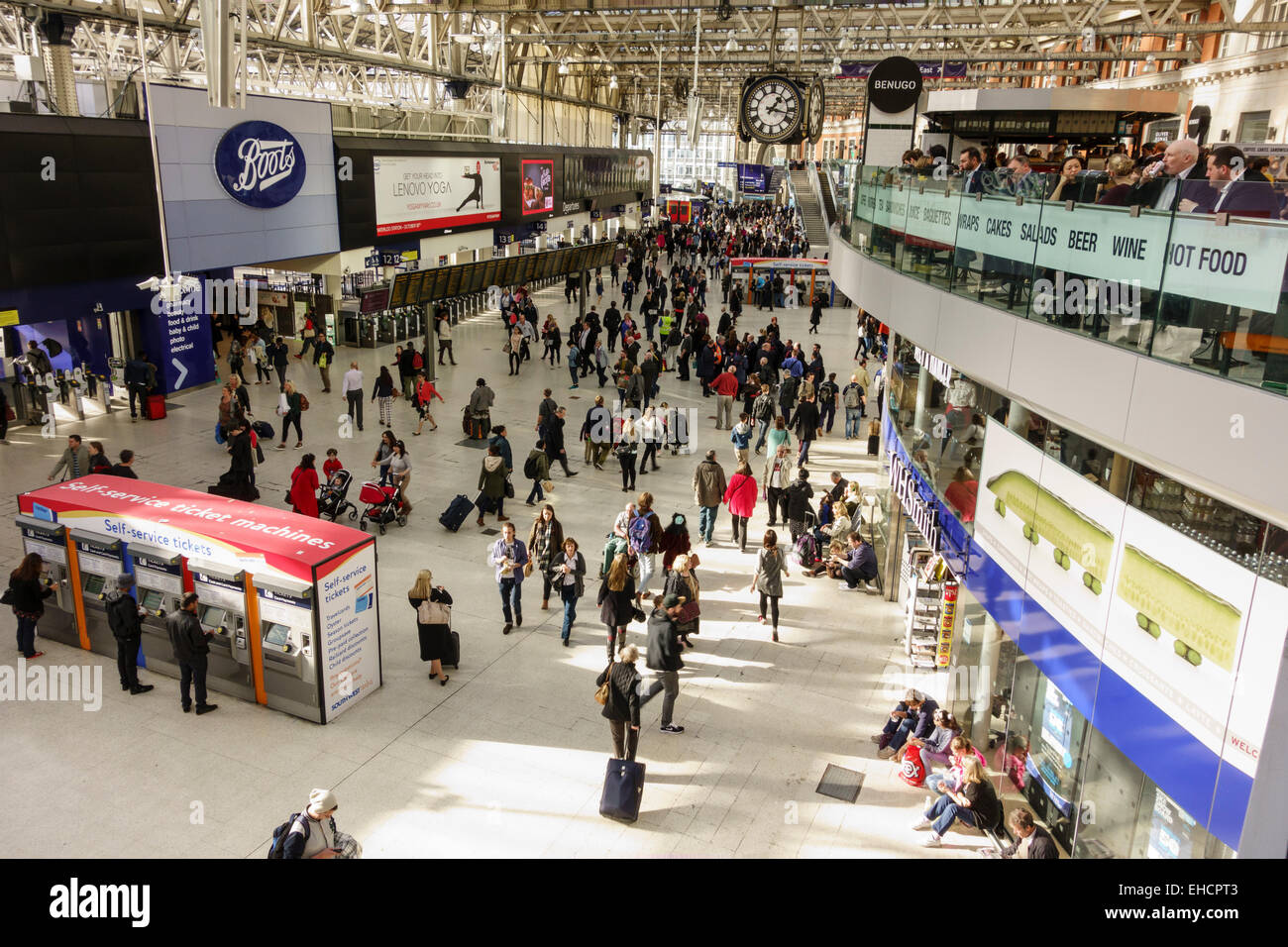 London Waterloo Railway Station Concourse, UK Stock Photo