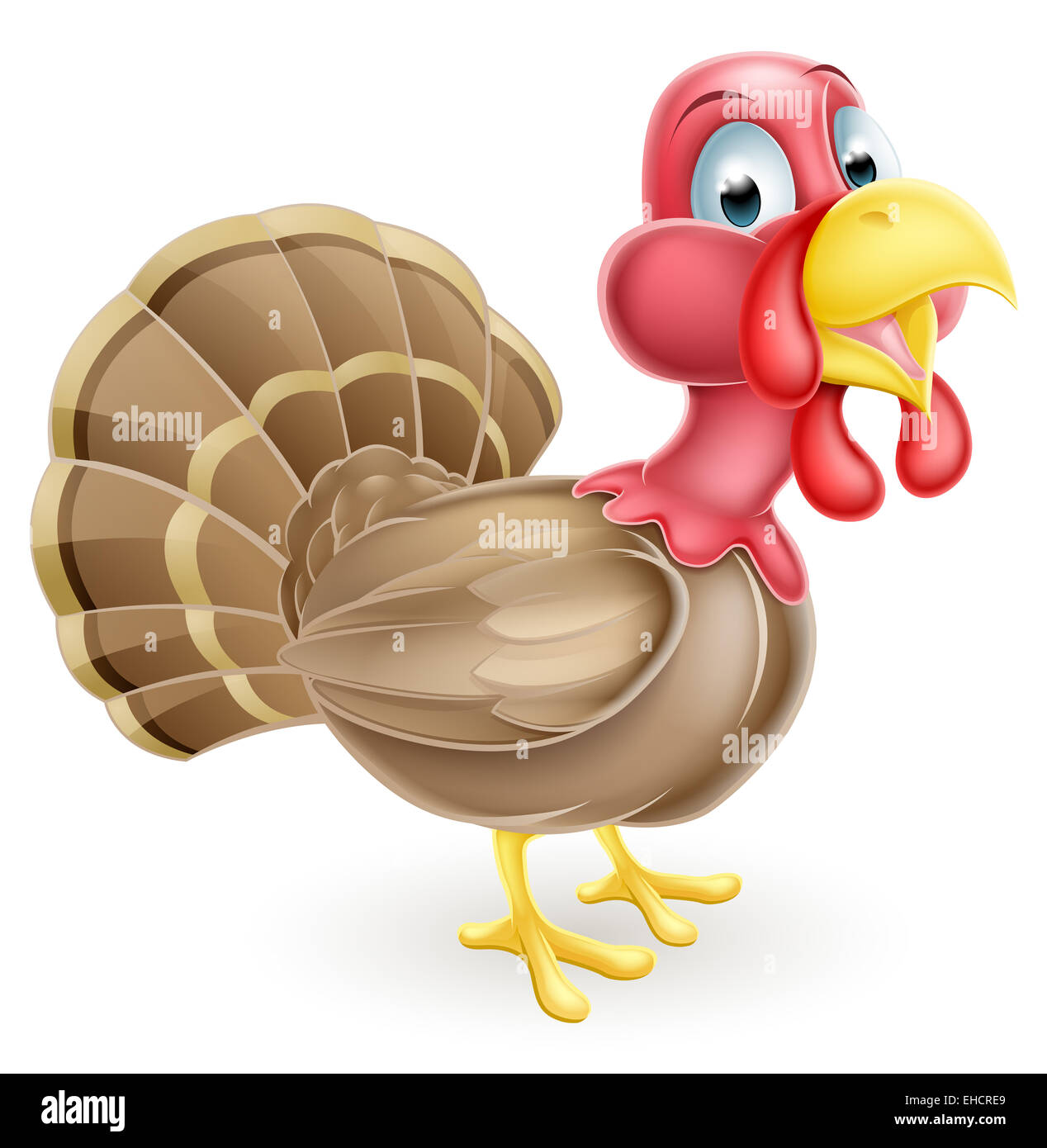 An illustration of a cute happy cartoon turkey bird Stock Photo