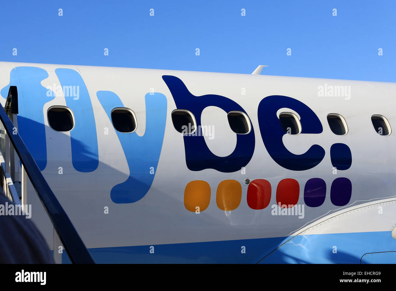 A flybe passenger jet aircraft with Flybe logo Stock Photo