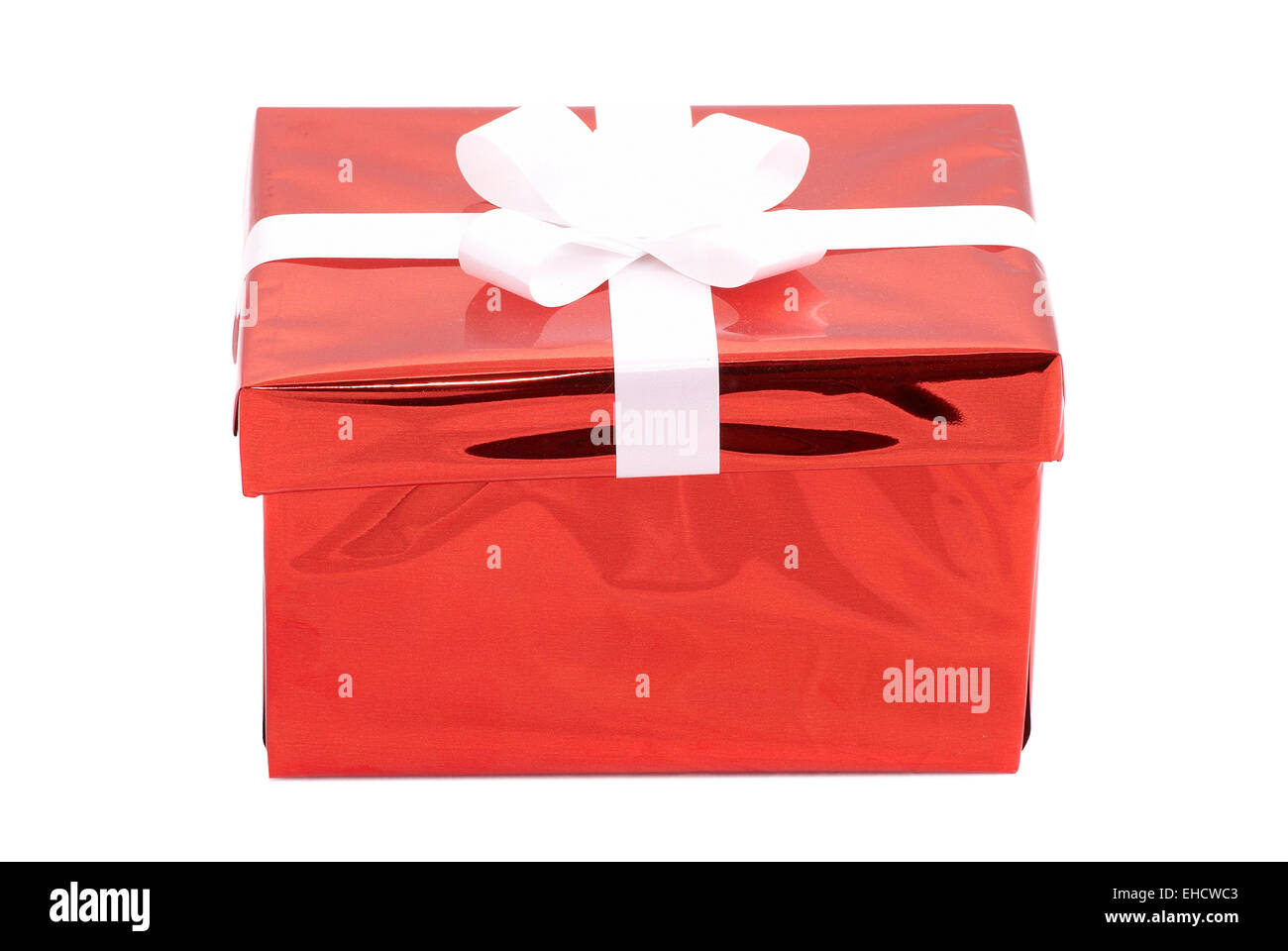 Red gift box isolated on white background Stock Photo - Alamy