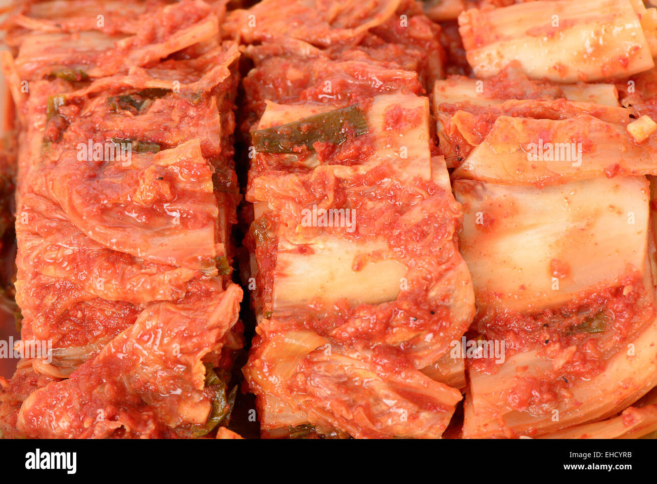 closeup of cutted Gimchi, Korean traditional food. Stock Photo