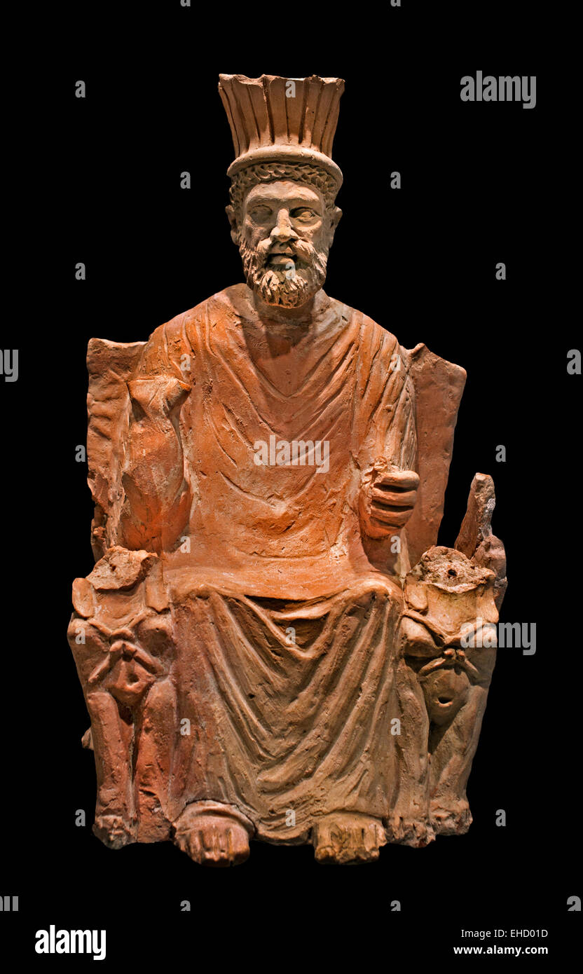 The god Baal Hammon enthroned Carthage Phoenicia - Tunisia  (Phoenician trading city in North Africa capital Carthaginian Empire ) Musée national du Bardo, Tunisia Stock Photo