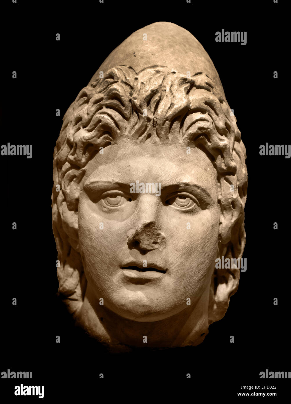 Head of Castor or Pollux. 2nd century AD. Roman Rome ( In Greek and