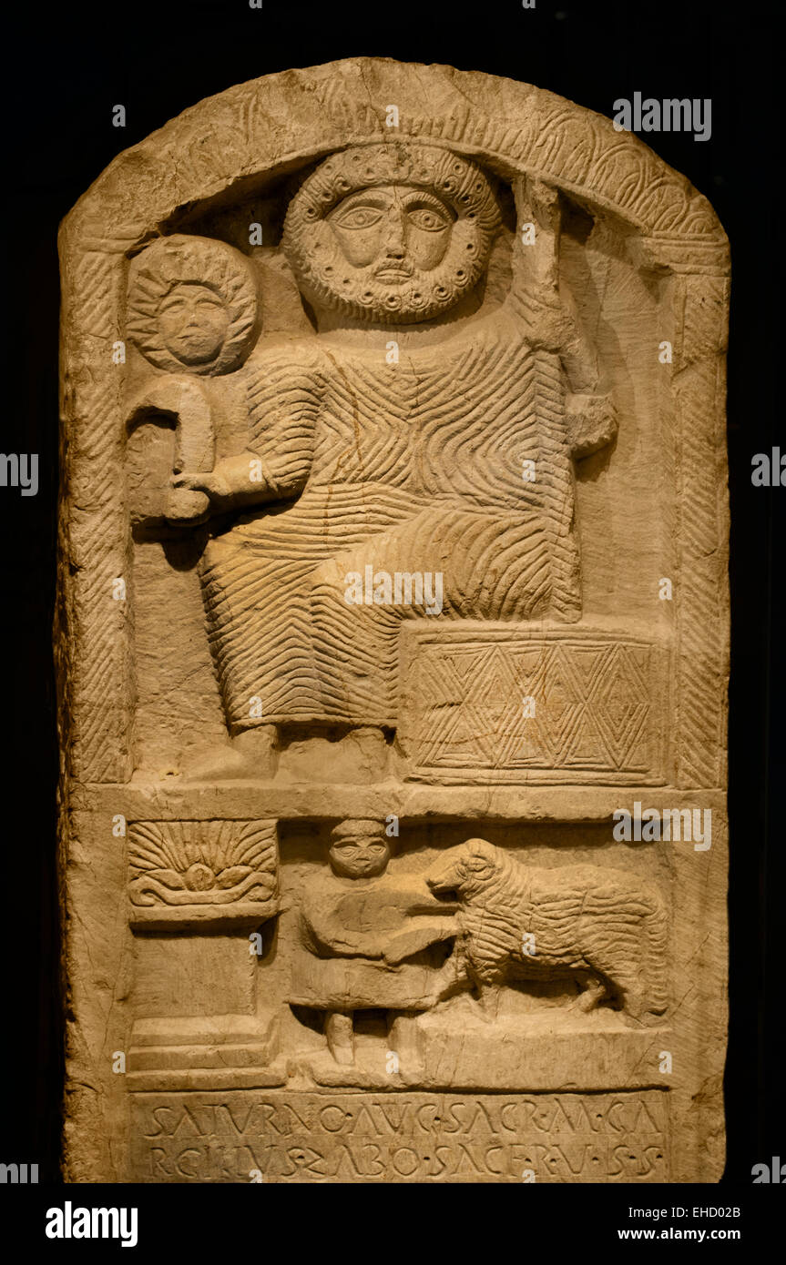 The god Baal Hammon ( Saturnus Africanus )  2nd century AD 1.26 m  limestone found at: Carthage Musée national du Bardo Tunisia . Carthage Phoenicia  ( Phoenician trading city in North Africa capital Carthaginian Empire ) Stock Photo