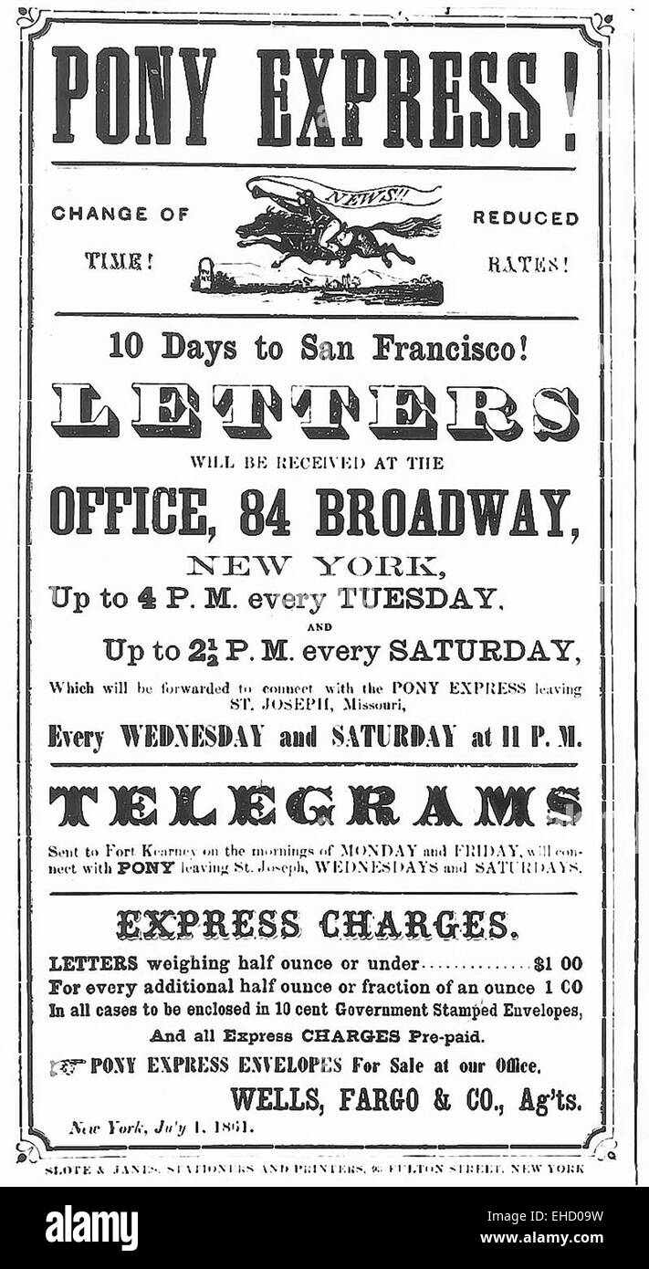 PONY EXPRESS poster 1860 Stock Photo