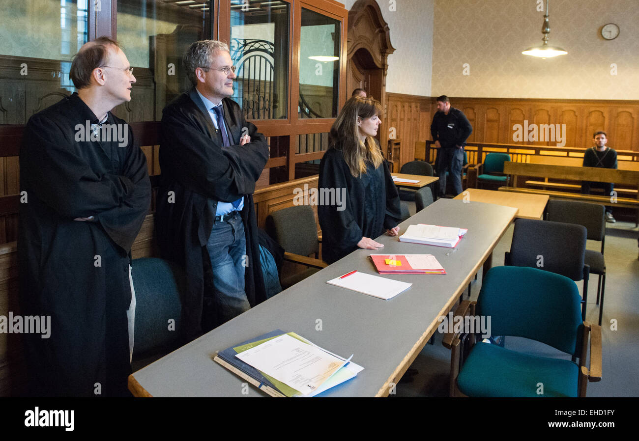 Berlin, Germany. 12th Mar, 2015. The lawyers of the three defendants