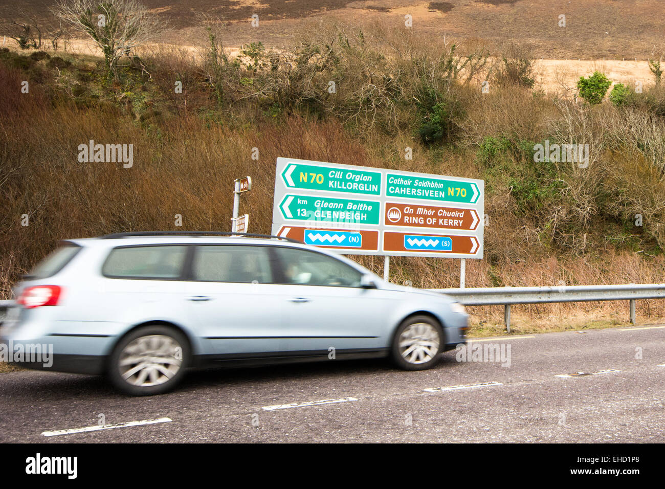 Road and Touring Route along the Wild Atlantic Way on the West Coast of Ireland Stock Photo