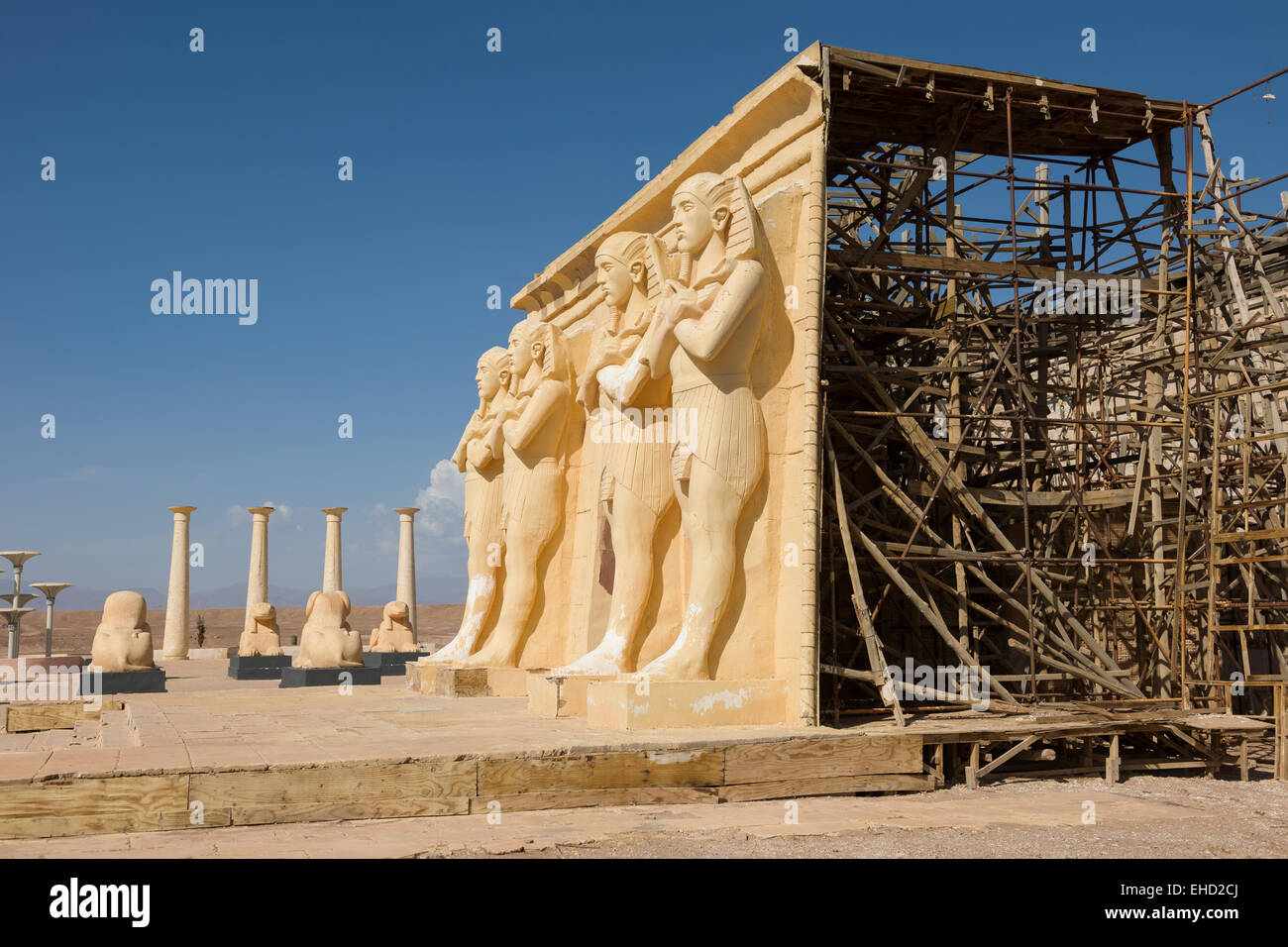 Egyptian themed film set used as the exterior of a house in Asterix & Obelix: Mission Cleopatra, Atlas Corporation Film Studios, Ouarzazate, Morocco Stock Photo