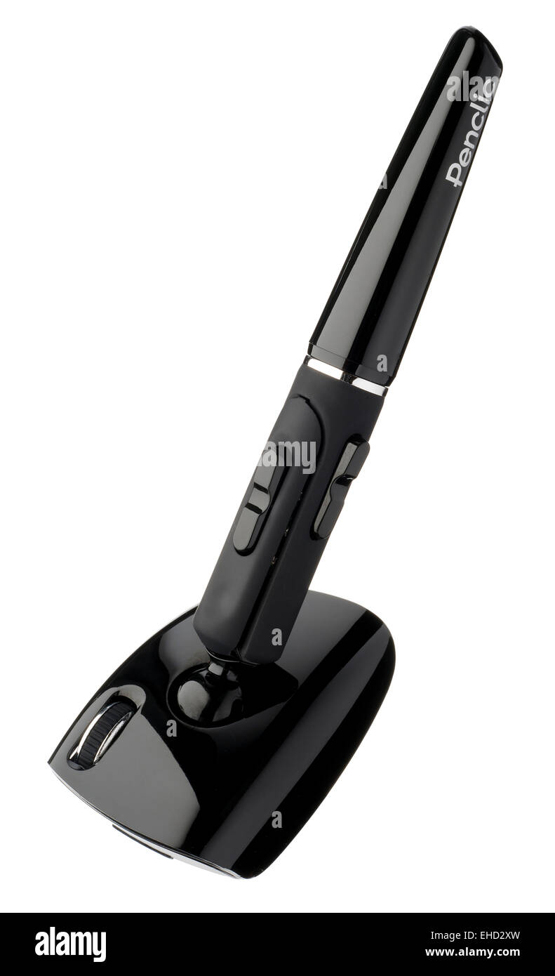 Pen shaped computer mouse, with click buttons and scroll wheel Stock