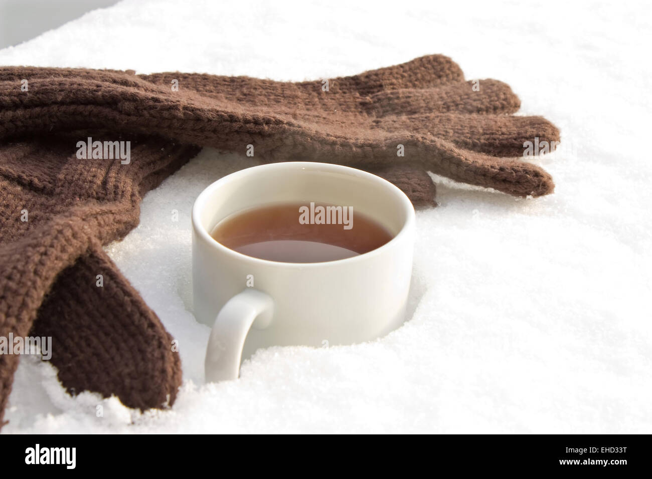 Tee mit Handschuhen Stock Photo