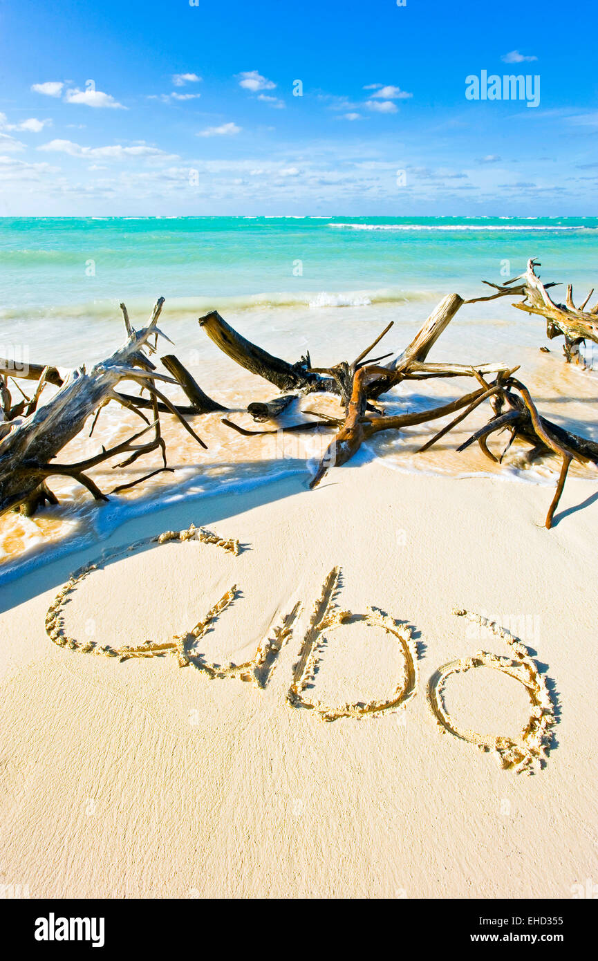 Vertical view of an amazing Cuban beach. Stock Photo