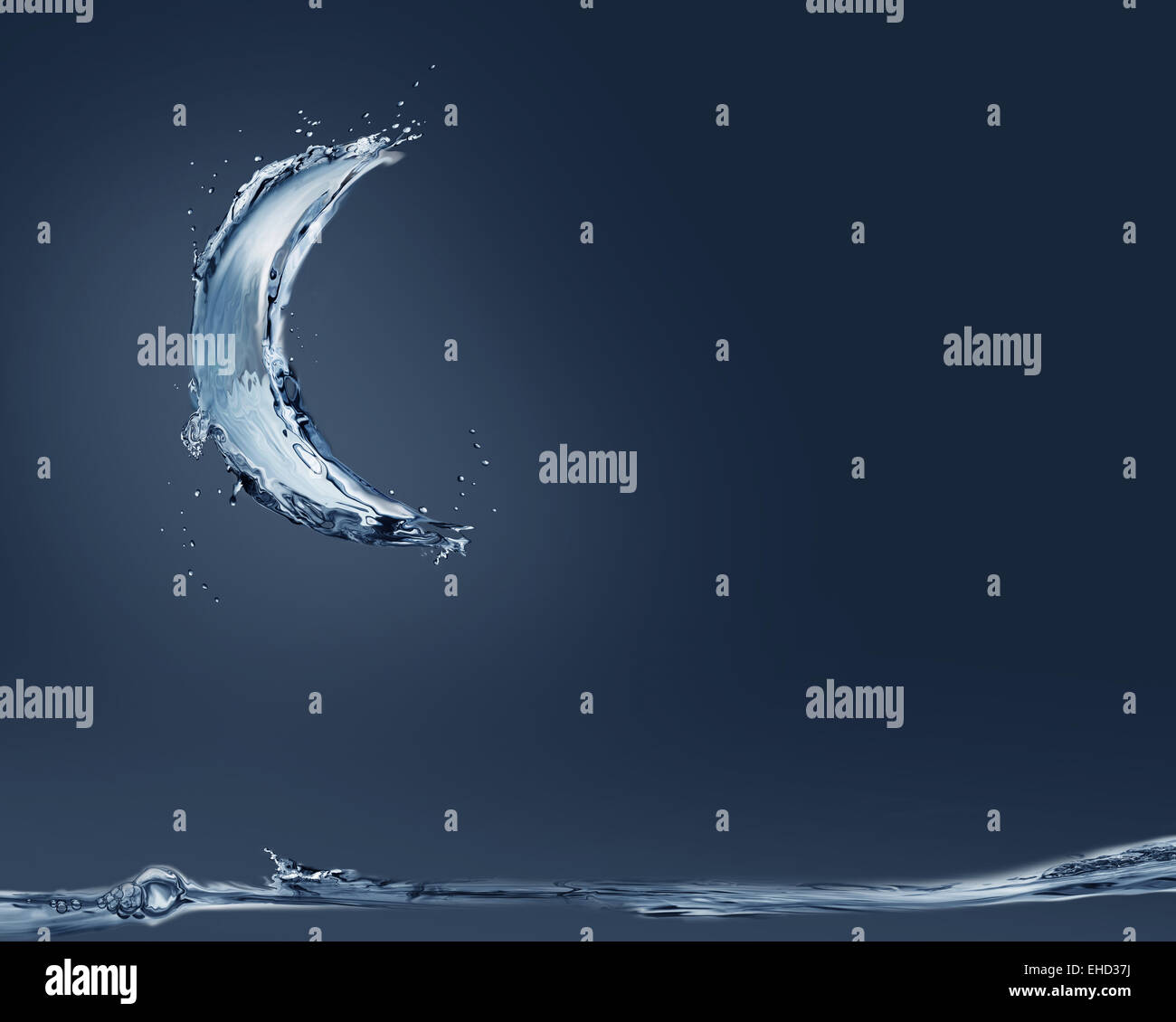 A crescent made of water shining moonlight on the scene Stock Photo - Alamy