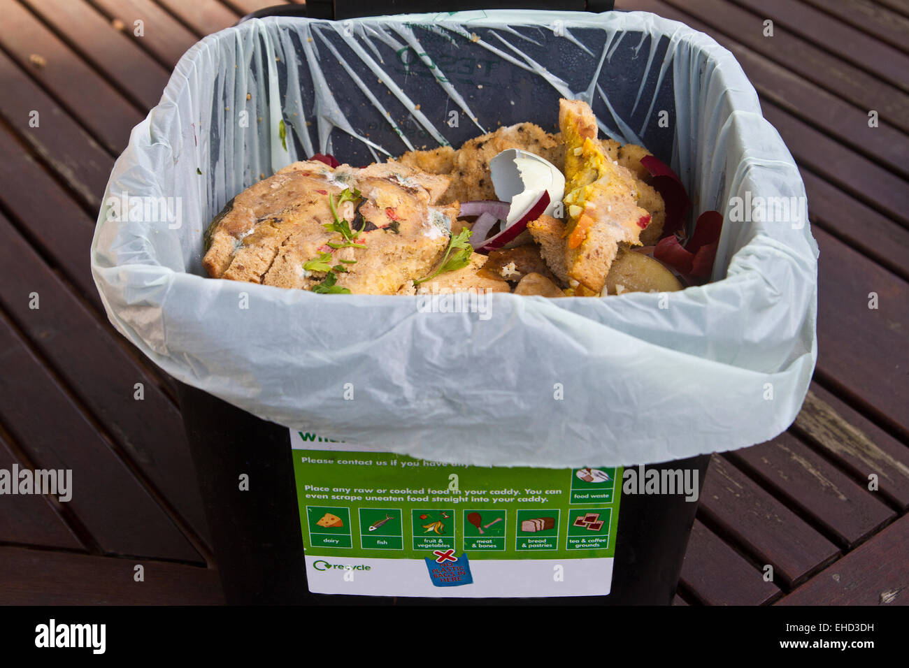 food waste in recycling caddy Stock Photo
