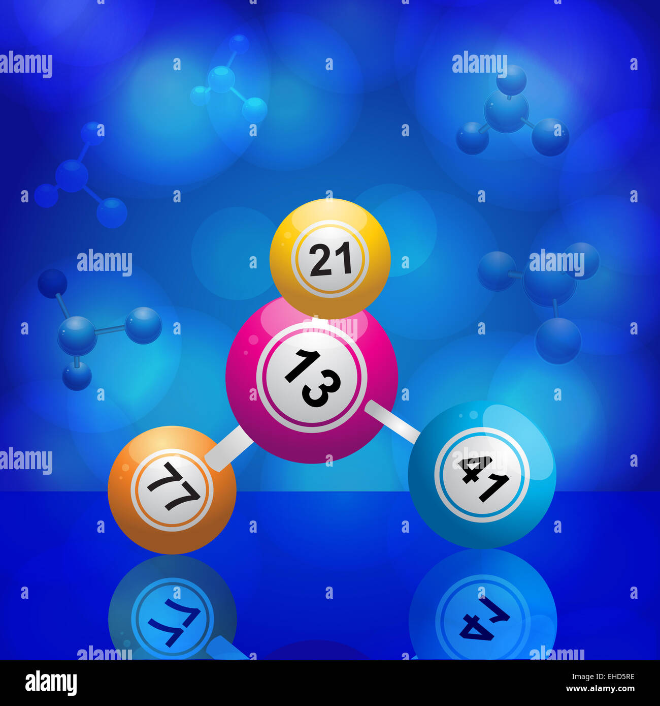 Bingo Balls Molecule on a Blue Glowing Background Stock Photo Alamy