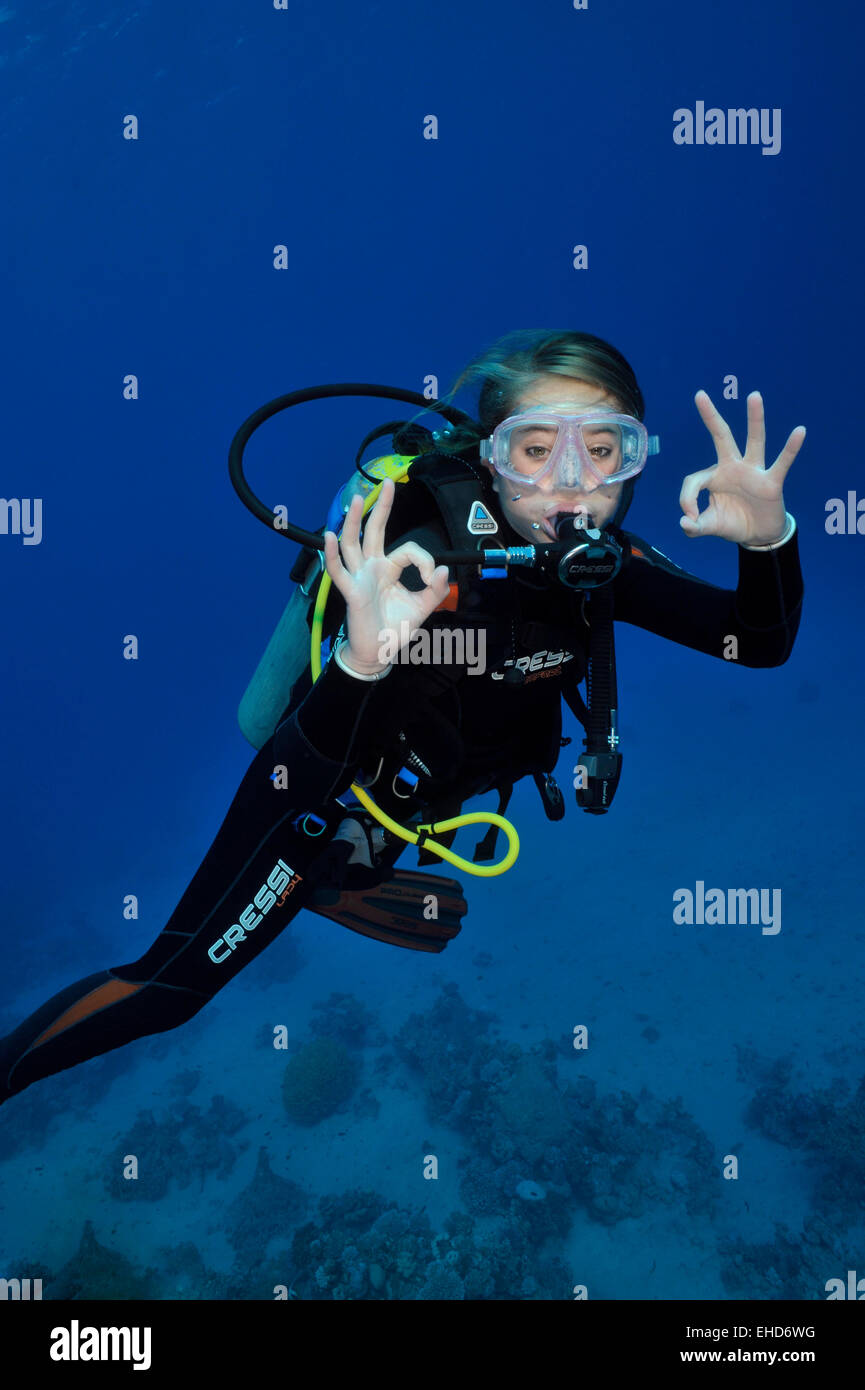 Girl diver OK Stock Photo
