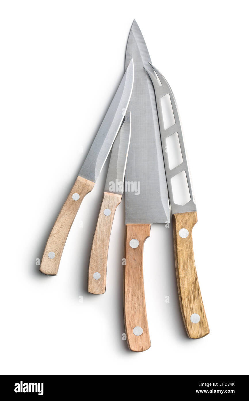 kitchen knives on white background Stock Photo Alamy