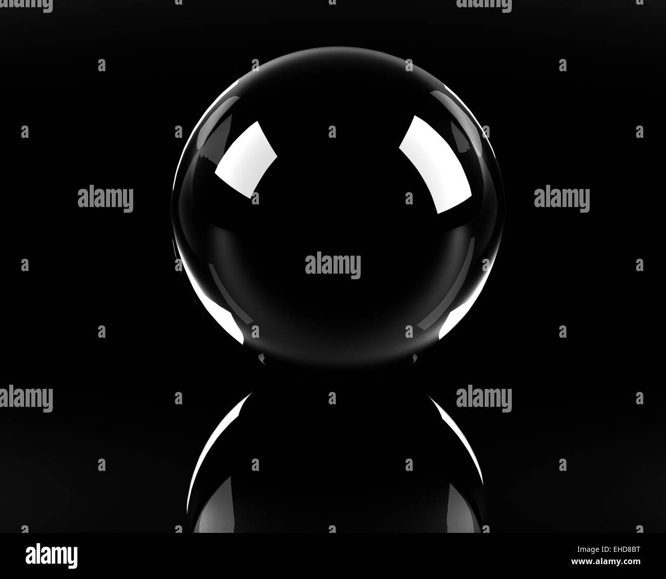 empty glass sphere on the black background Stock Photo