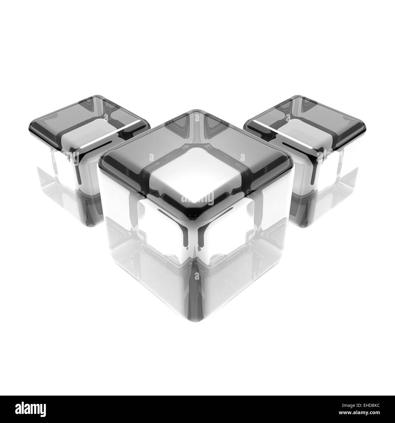 three white glass cubes Stock Photo Alamy