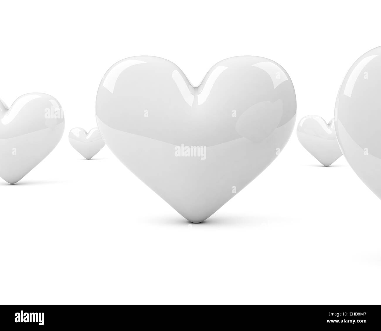 field of white hearts over white background Stock Photo - Alamy