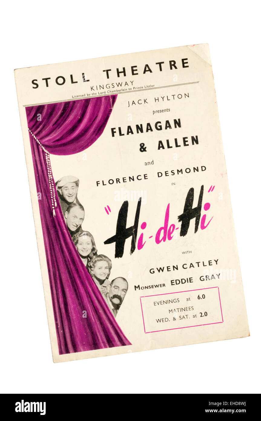 Programme for the 1943 production of Flanagan & Allen in Hi-de-Hi at the Stoll Theatre, Kingsway. Stock Photo