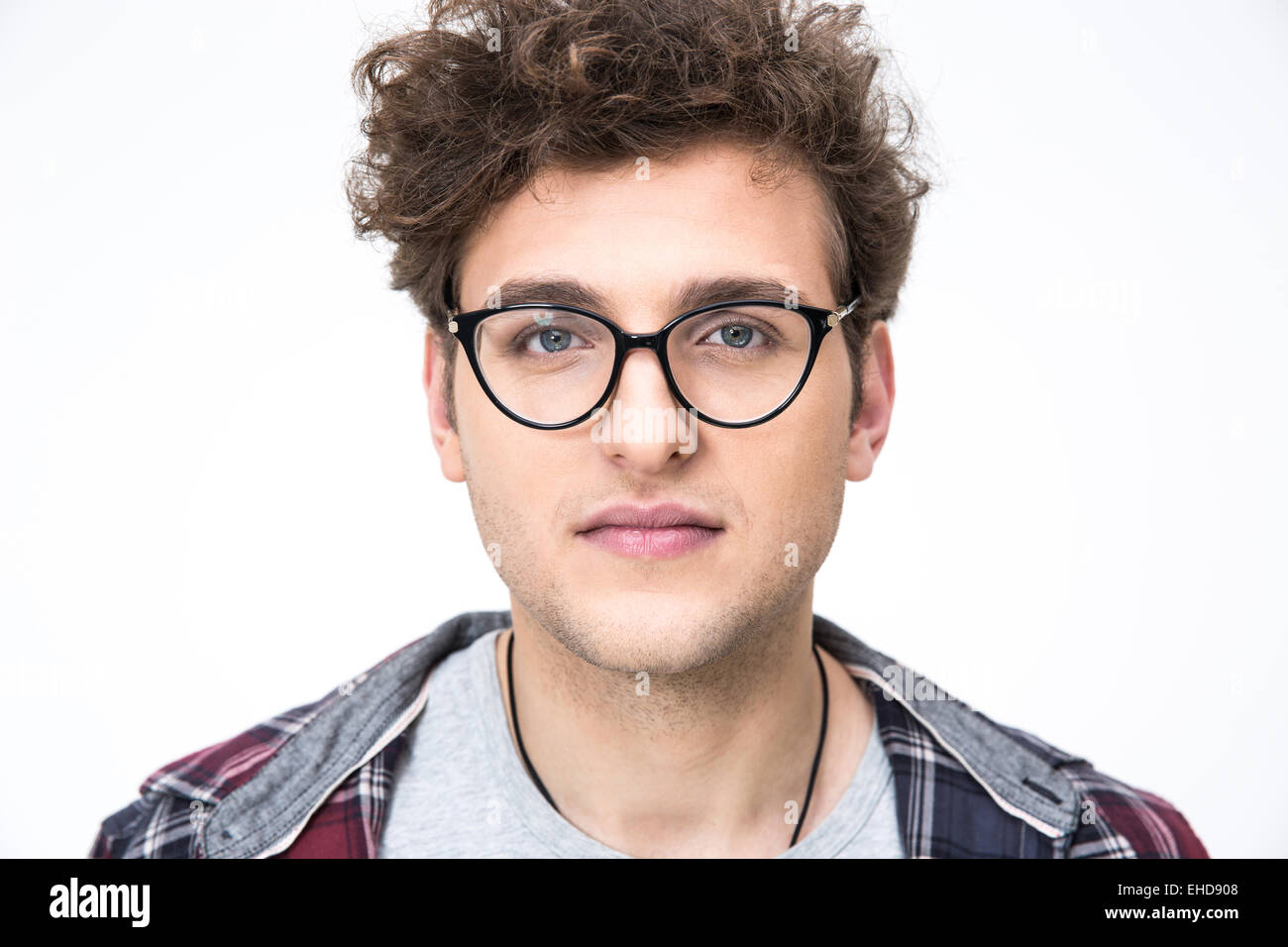 Closeup portrait of a handsome young man in glasses Stock Photo - Alamy