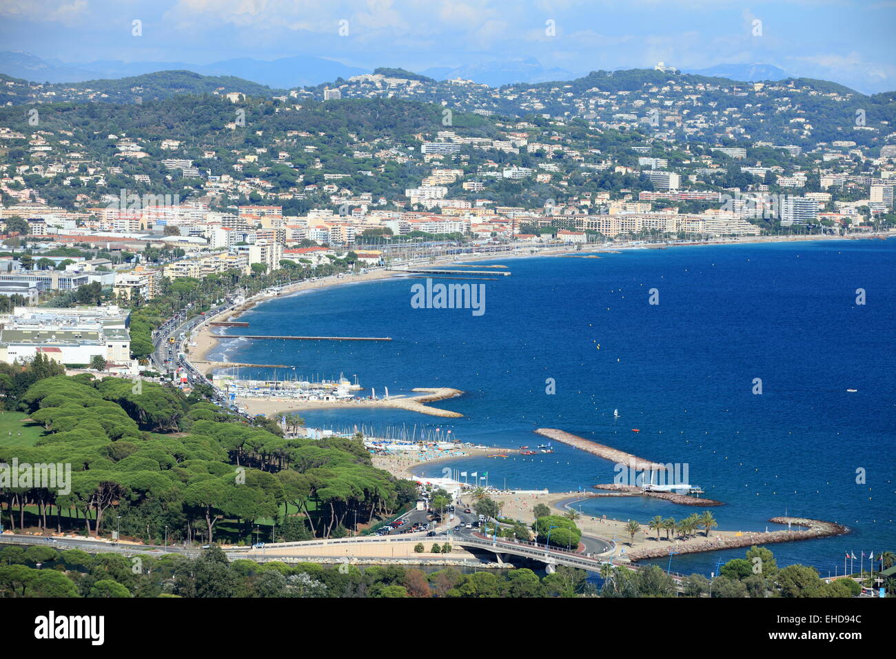 Top view above Cannes la Bocca on the French Riviera, France Stock ...
